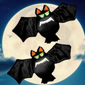 Vampire Bat Ornaments Satin for Halloween Tree Vintage Russ Berry Set of 2